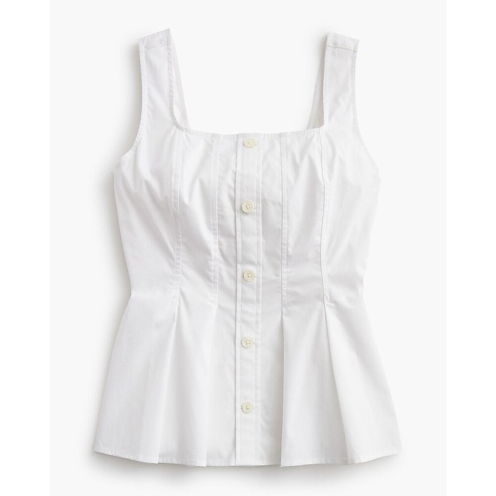 NWT J.Crew Factory Sleeveless Button-Up Pleated Peplum Top White Size 8